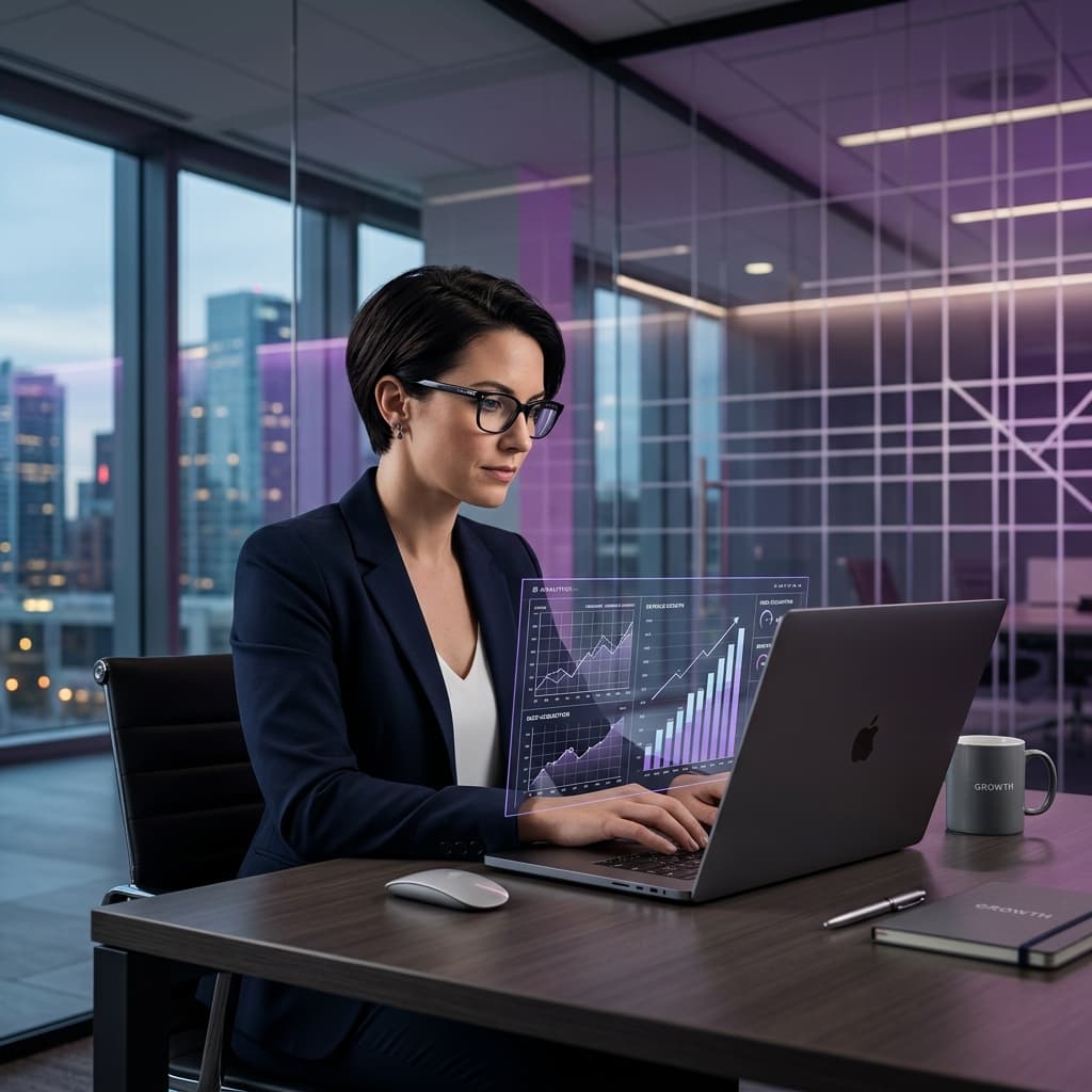 Growth strategist analyzing revenue data