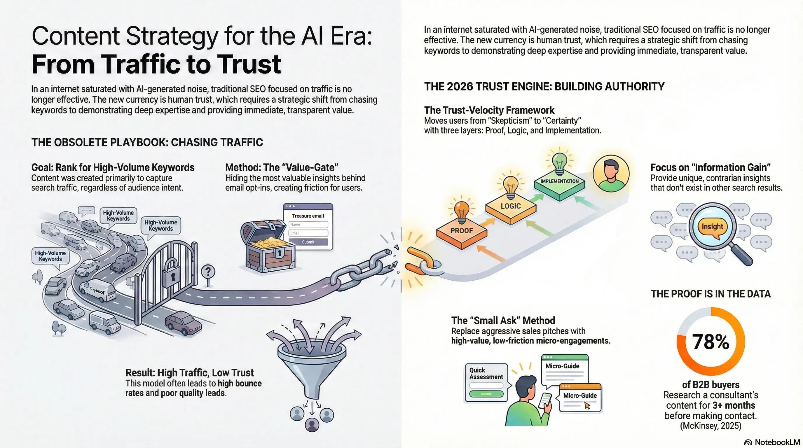 An Infographic Shows Content Strategy for the Al Era: From Traffic to Trust