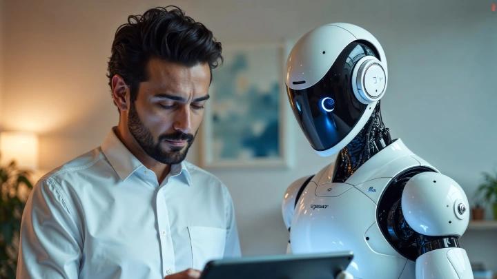 Human and AI are working together